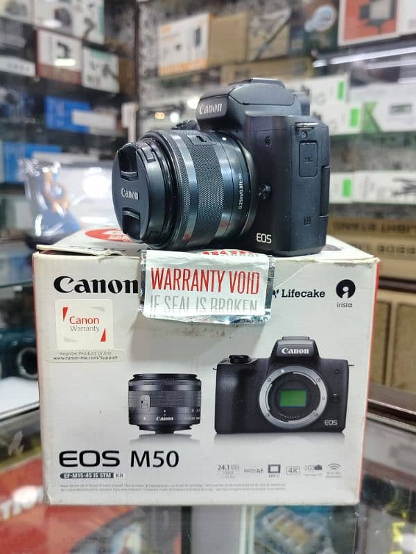 Canon M50 Mirrorless Camera | Complete box | 15-45mm stm | 4k camera 0