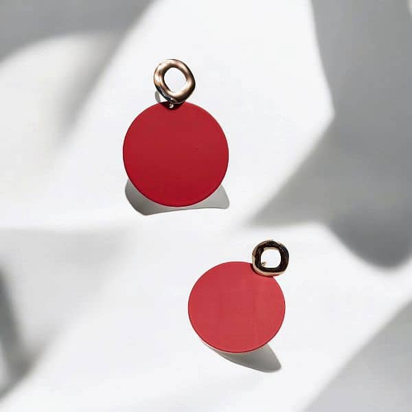 Elegant Red & Gold Statement Earrings 0