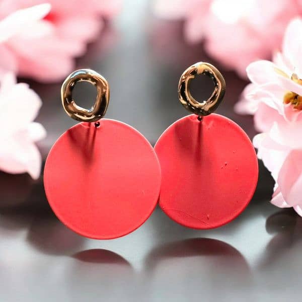 Elegant Red & Gold Statement Earrings 2