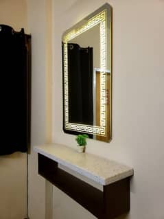 Wall hanging mini dressing table with marble top