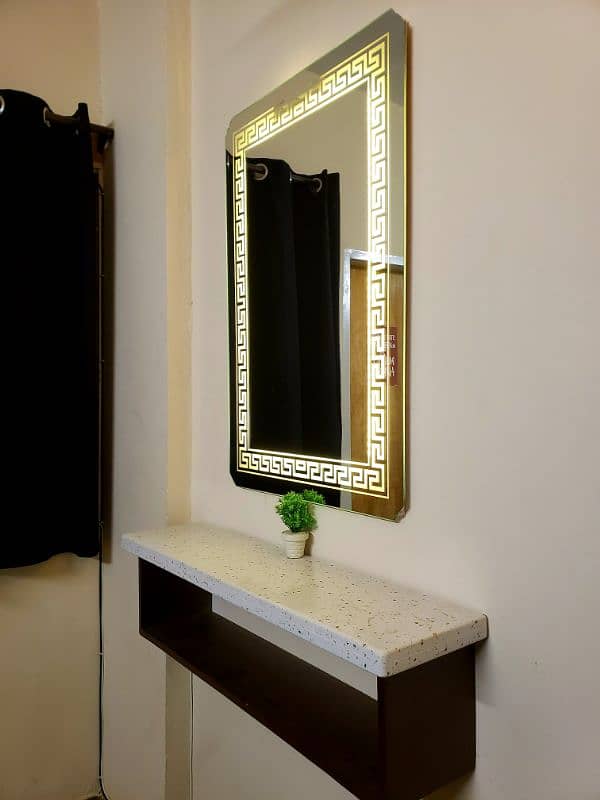 Wall hanging mini dressing table with marble top 0