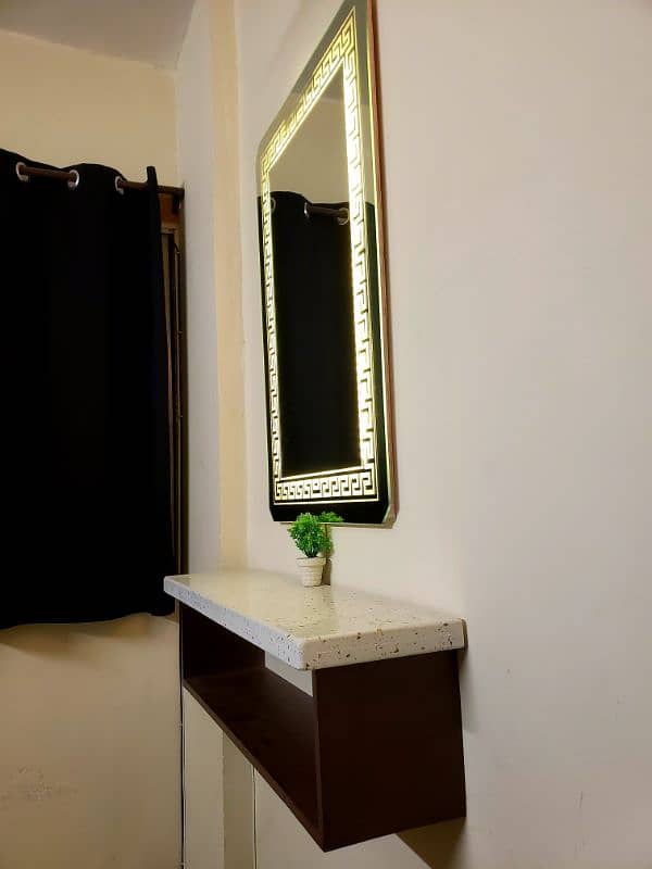 Wall hanging mini dressing table with marble top 3