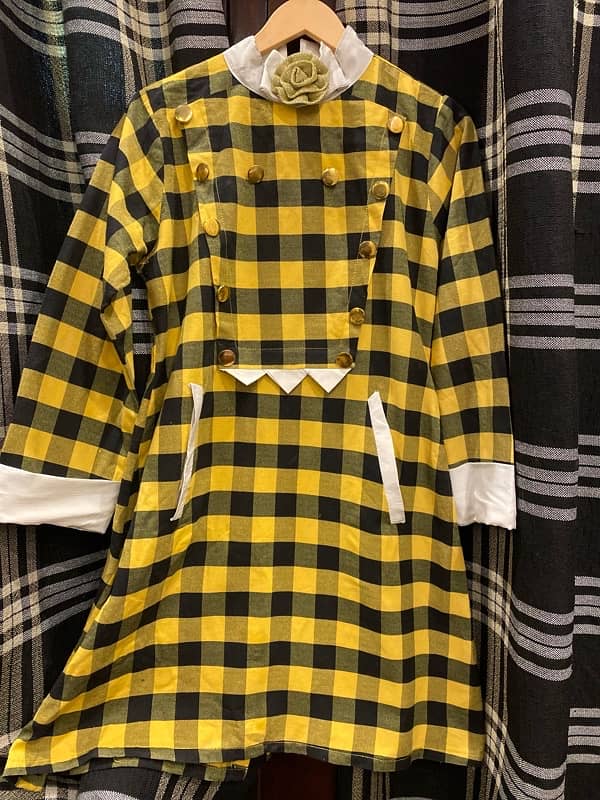 selling yellow coat style medium size frock 2