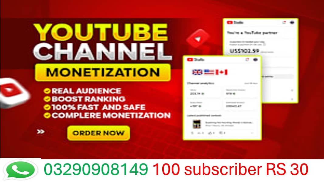 REAL YOUTUBE 100 SUBSCRIBER RS: 30 LOW PRICE MONETIZER 1