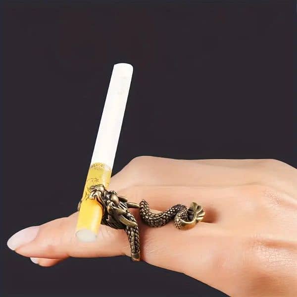 Dragon-Shaped Alloy Cigarette Holder Ring 1