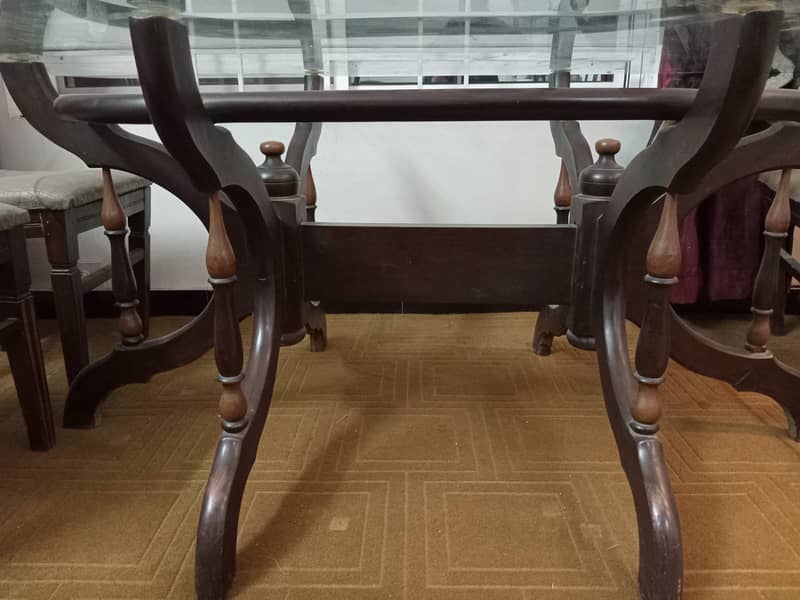 Glass table(Dining)with 6 wooden chairs 1