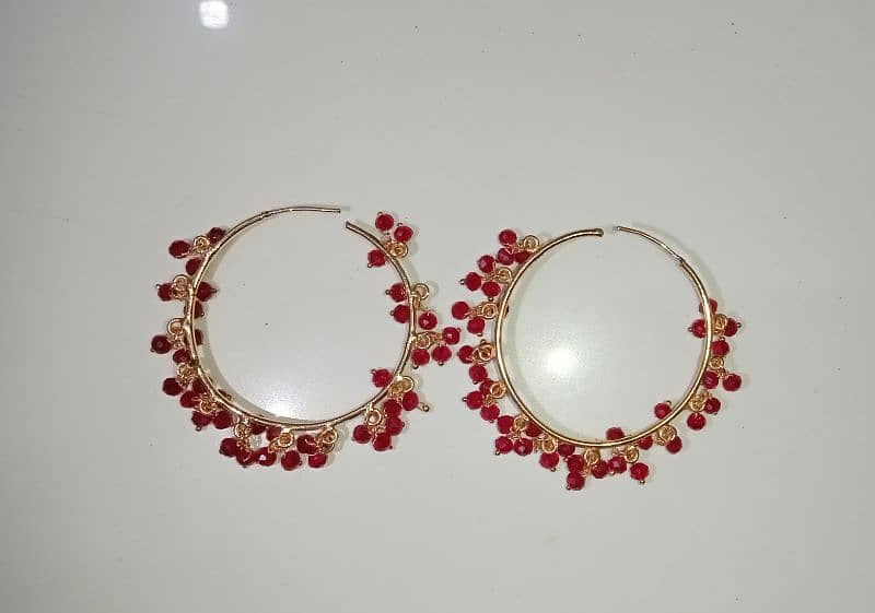 Party Wear Earrings | 1 In Silver Color & 1 In Anari Red Color 1