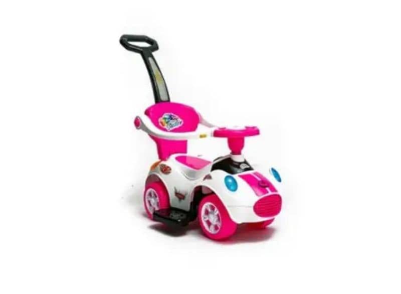 Baby stroller car with lights & music with safety stand random color 3