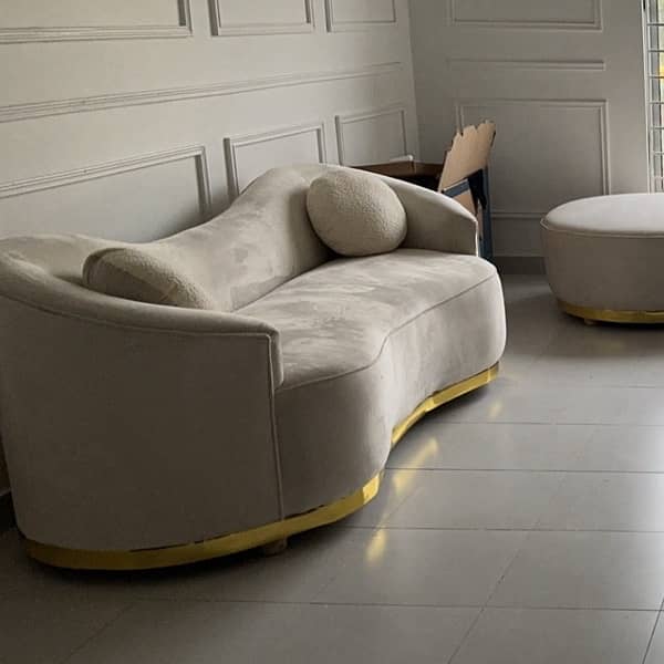 Off-White Modular Sofa with golden accents – Modern 2