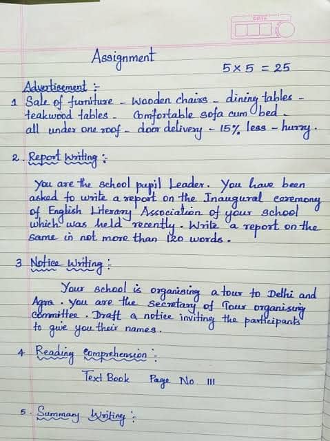 Handwriting assignment work 1