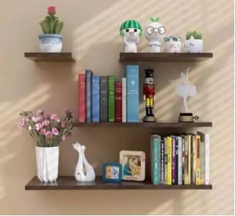 Wall Mounted White & Black Floating Shelves, Book Storage Rack Shelf 0