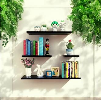 Wall Mounted White & Black Floating Shelves, Book Storage Rack Shelf 2