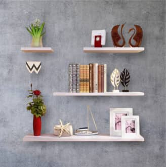 Wall Mounted White & Black Floating Shelves, Book Storage Rack Shelf 5