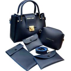 Stylish Woman's 5 Pcs Faux Leather Hand Bag Set