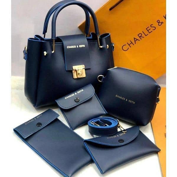 Stylish Woman's 5 Pcs Faux Leather Hand Bag Set 1