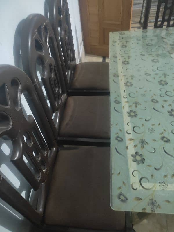 dining table ,6 wooden chairs with poshes for sale 2