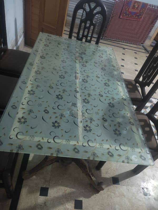 dining table ,6 wooden chairs with poshes for sale 4