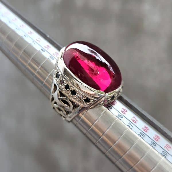 Big 35 Carat Anari Yaqoot Ruby Handmade Silver Ring 6