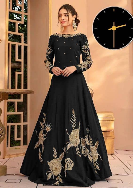 stunning black embroidered maxi dress - 1 pc 1