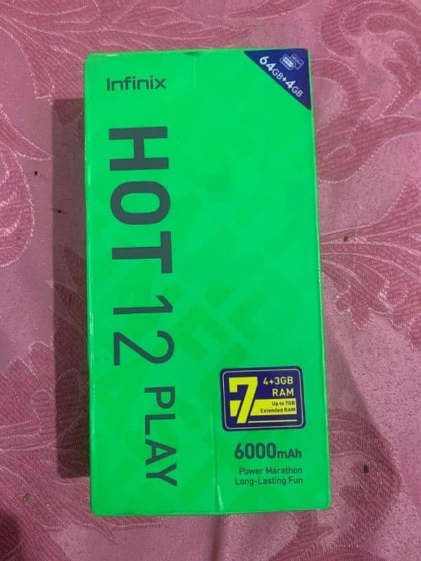 Infinix Hot 12 play with box and orignel charger official pta approved 7