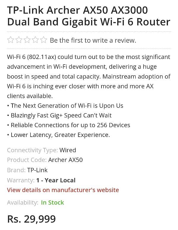 TP Link Archer AX50 Dual Band Wifi 6 Router 3