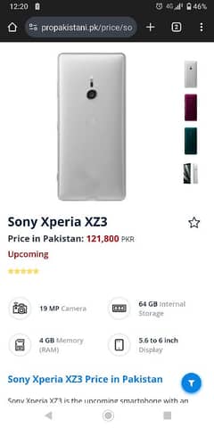 Sony Xperia Xz3 pta approved