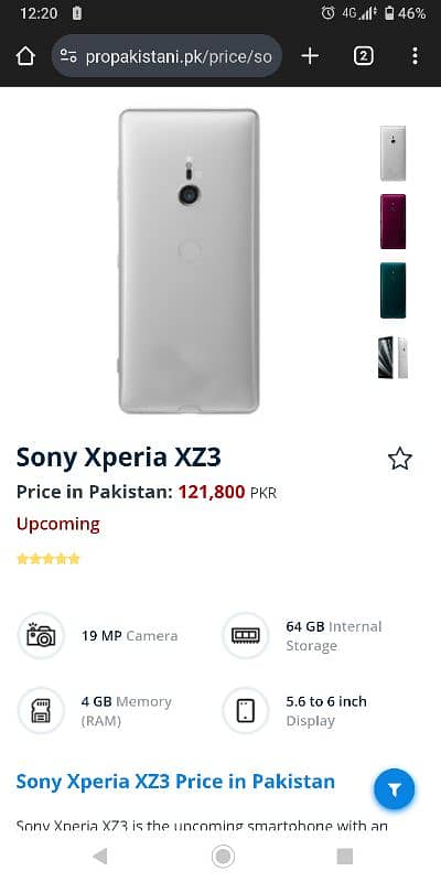 Sony Xperia Xz3 pta approved 0