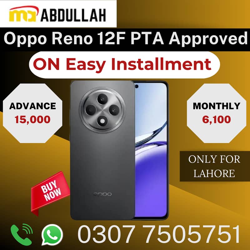 Oppo Reno 12-F PTA Approved Mobile 8/256 GB Available On Installment 0