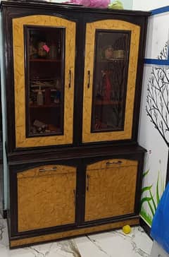 wood bed and cupboards