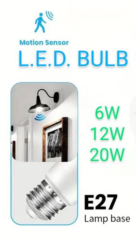 Motion Sensor Light Bulb 6W 9W 12W 20W on 85V-220V Infrared Smart LED. 1