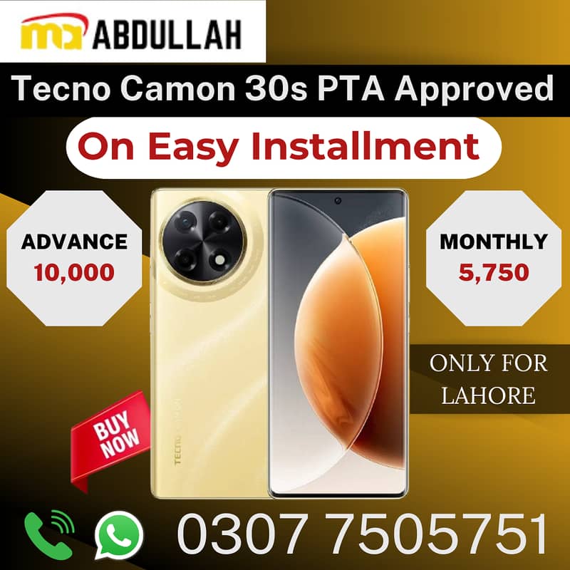 Tecno Camon 30s PTA Approved Mobile 8/256 GB Available On Installment 0