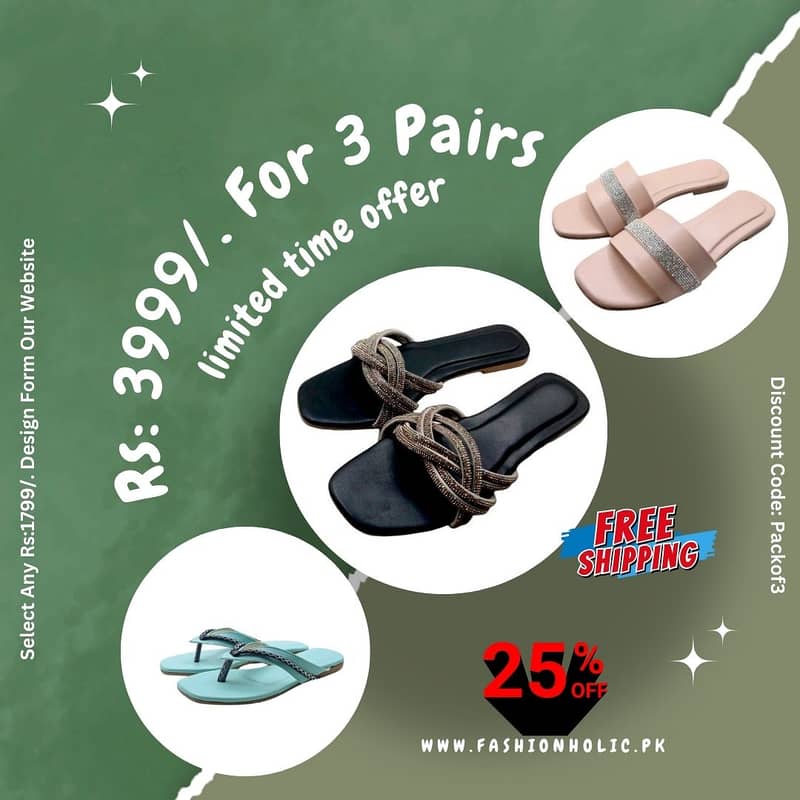 Chappals | Sandals | Pumps | Rs: 3999/. For 3 Pairs With Free Delivery 1