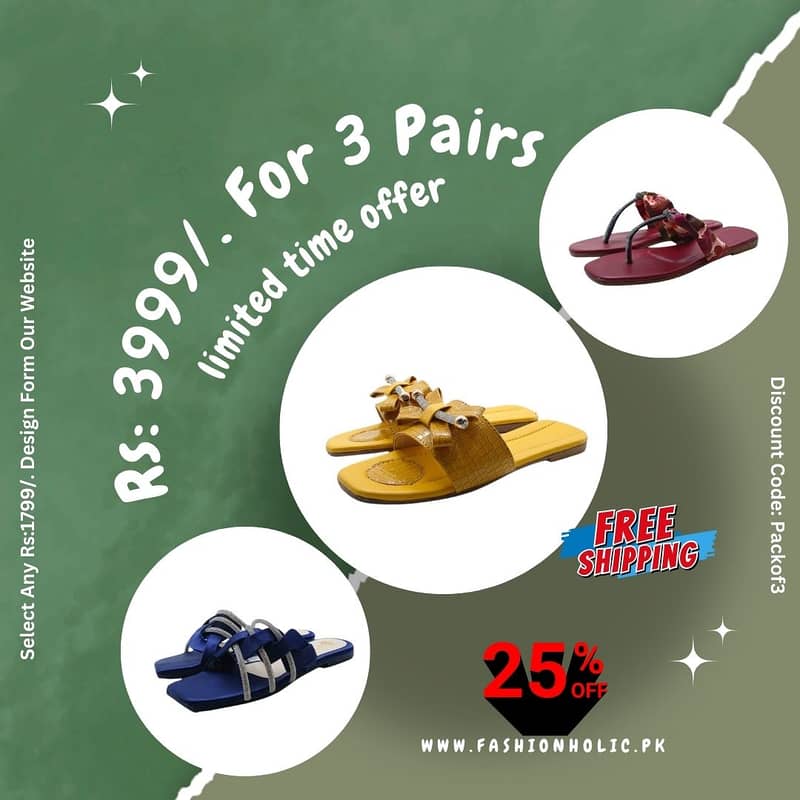 Chappals | Sandals | Pumps | Rs: 3999/. For 3 Pairs With Free Delivery 2