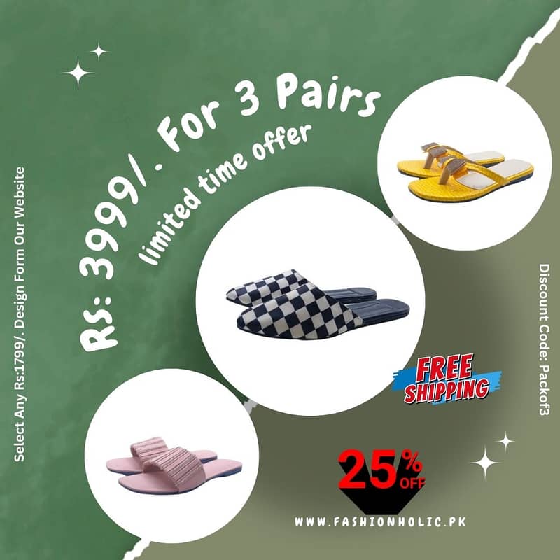 Chappals | Sandals | Pumps | Rs: 3999/. For 3 Pairs With Free Delivery 3