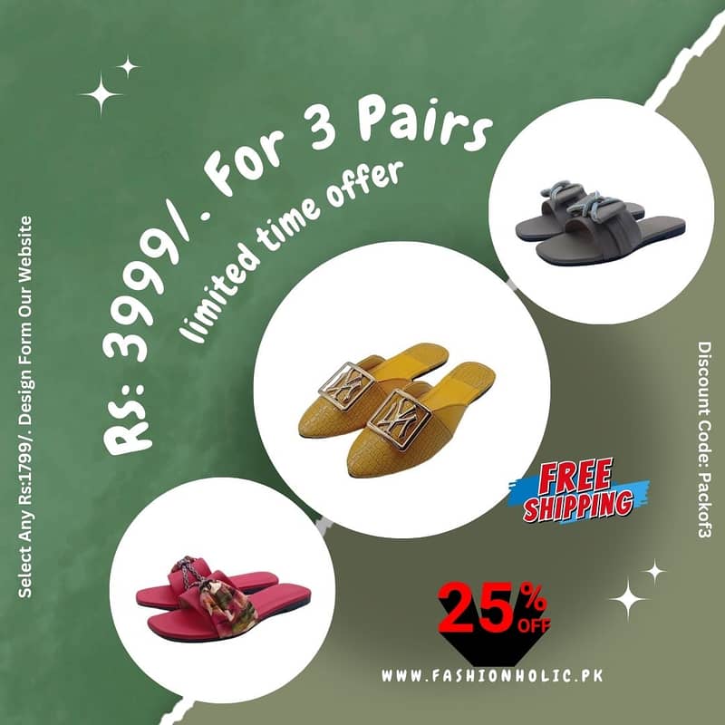 Chappals | Sandals | Pumps | Rs: 3999/. For 3 Pairs With Free Delivery 5