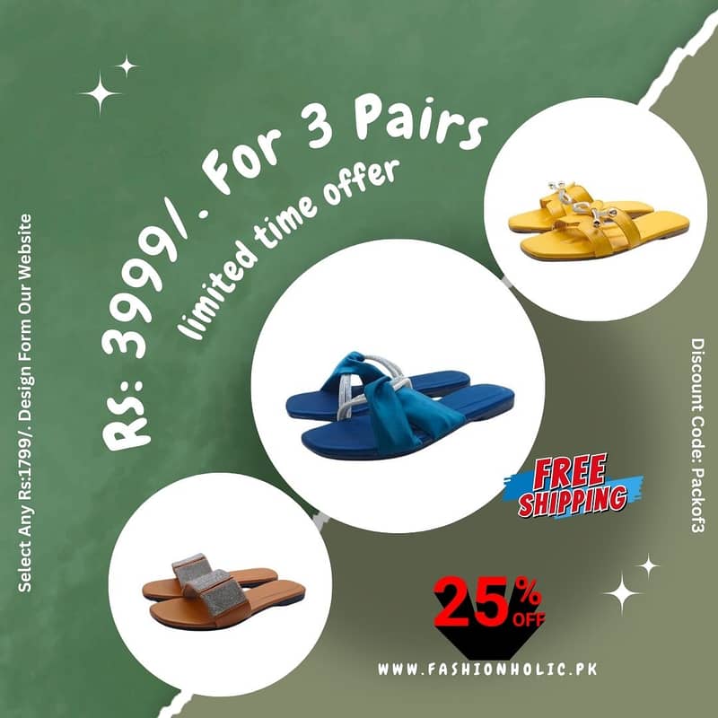 Chappals | Sandals | Pumps | Rs: 3999/. For 3 Pairs With Free Delivery 6