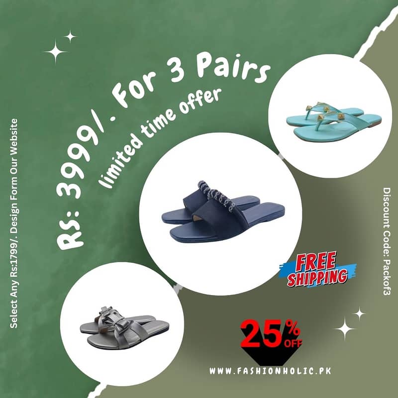 Chappals | Sandals | Pumps | Rs: 3999/. For 3 Pairs With Free Delivery 8