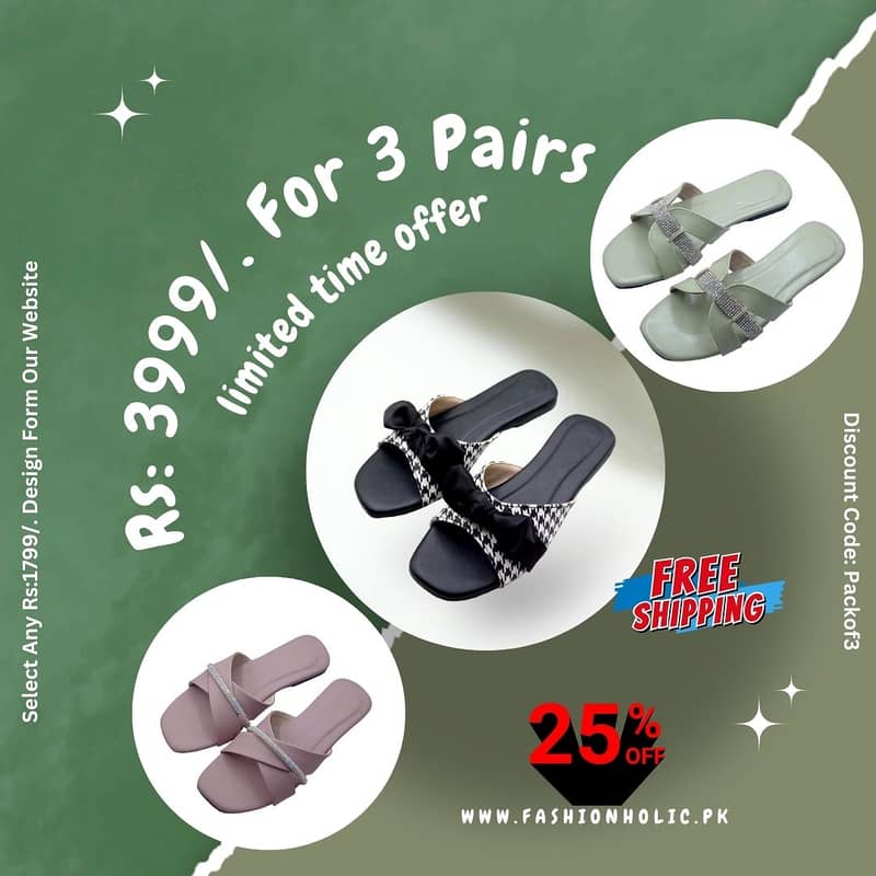 Chappals | Sandals | Pumps | Rs: 3999/. For 3 Pairs With Free Delivery 11