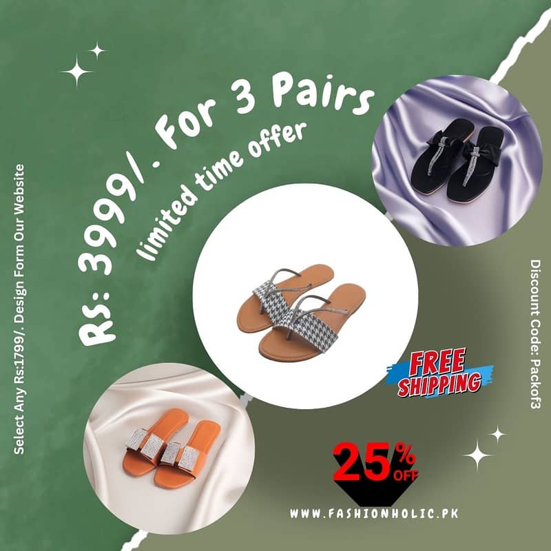 Chappals | Sandals | Pumps | Rs: 3999/. For 3 Pairs With Free Delivery 13