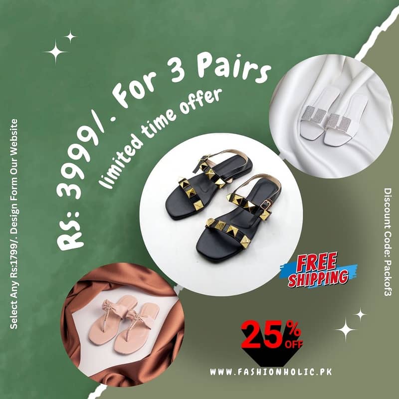 Chappals | Sandals | Pumps | Rs: 3999/. For 3 Pairs With Free Delivery 14