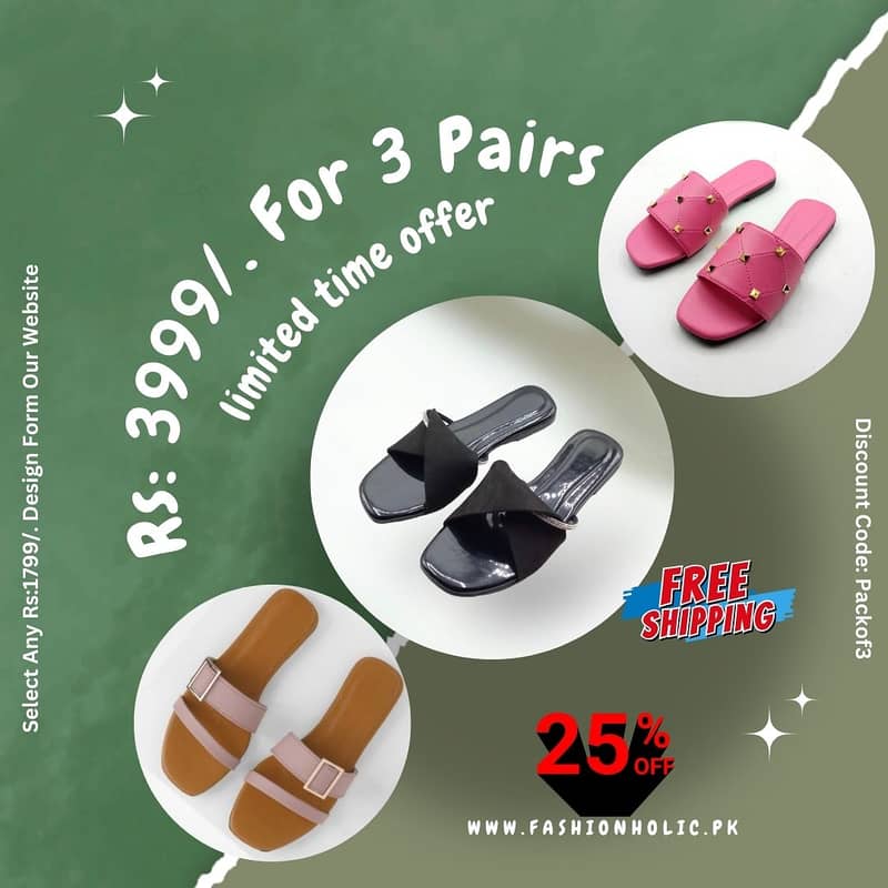 Chappals | Sandals | Pumps | Rs: 3999/. For 3 Pairs With Free Delivery 17