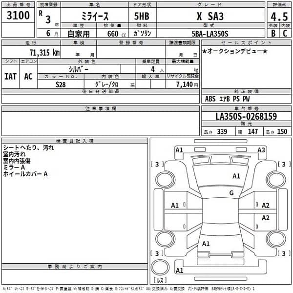 Daihatsu Mira 2021 XSA3 (Grade 4.5) 2