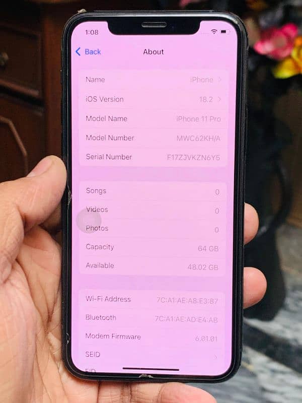 i phone 11 pro (64gb) non pta E sim time available 0