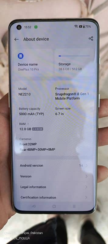 one plus 10 pro 12/512 non pta 8