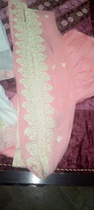 T-pink and off white 3pc  Anarkali frock 1