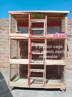 Three portion cage with tyres