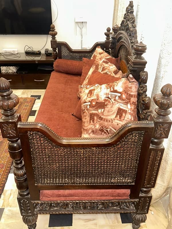 Original wooden sofa with antique polish 2