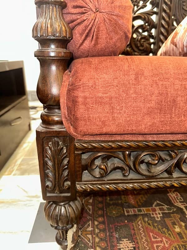 Original wooden sofa with antique polish 5