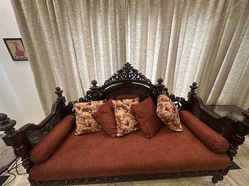 Original wooden sofa with antique polish 7