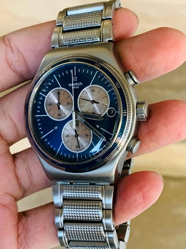 Swatch Swiss Made Chronograph Original Stainless Steel Watch 44mm 2